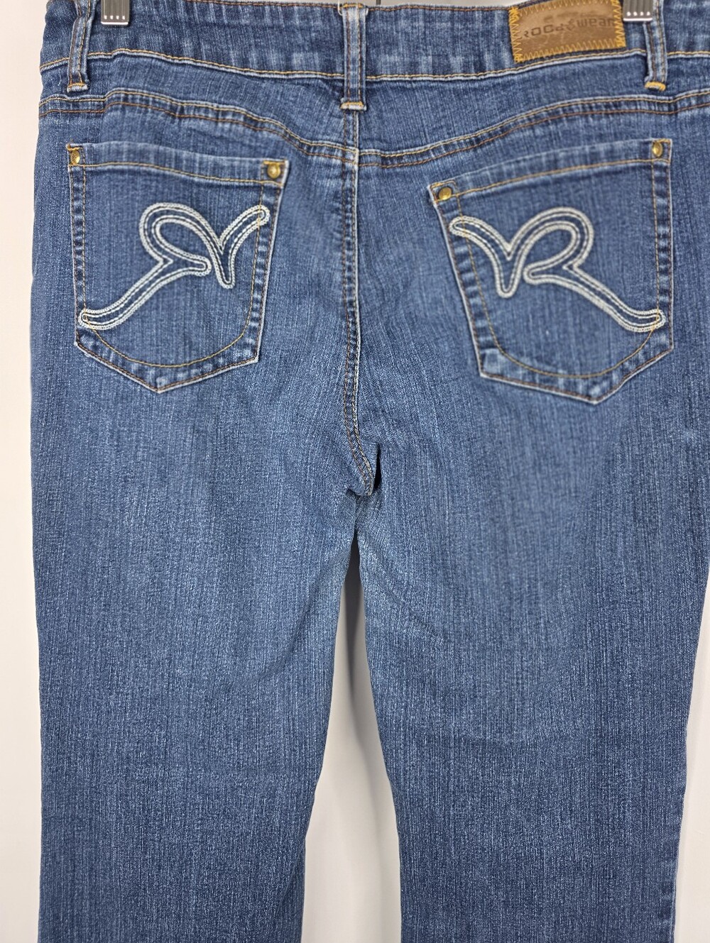 Rocawear Y2K Junior's Size 11 Bootcut Blue Denim Jeans R Logo Pockets Stretch - Picture 14 of 16